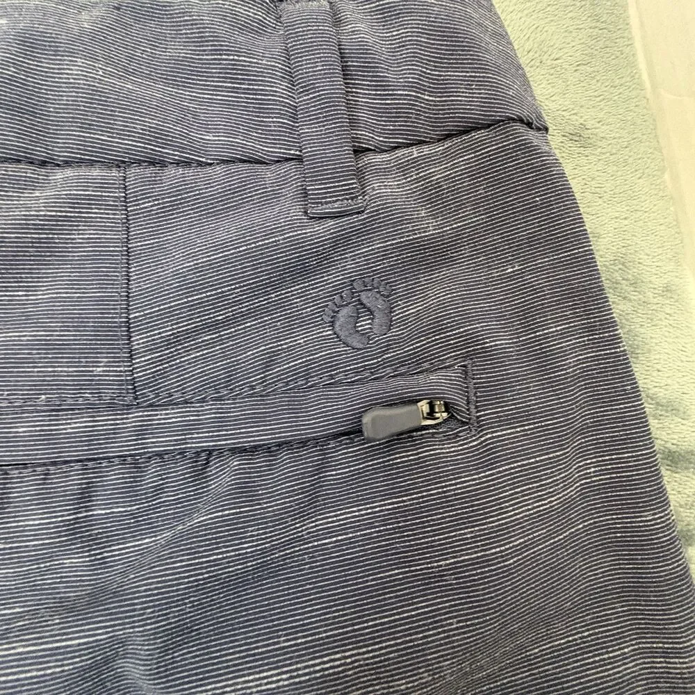 Hang Ten Hybrid Shorts Blue Stripe Flat Front Size 40 Stretch Golf Beach